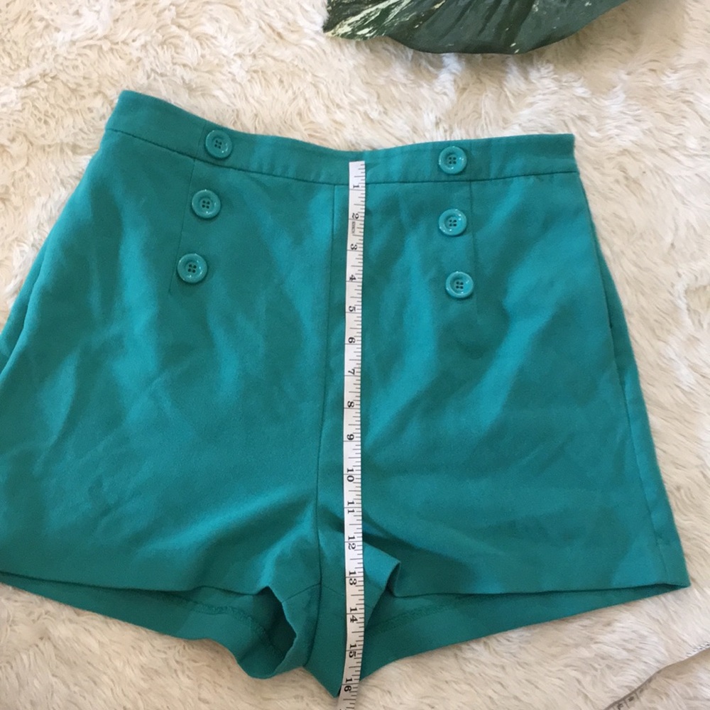 Super cute teal high waisted shorts, large - Picture 3 of 7
